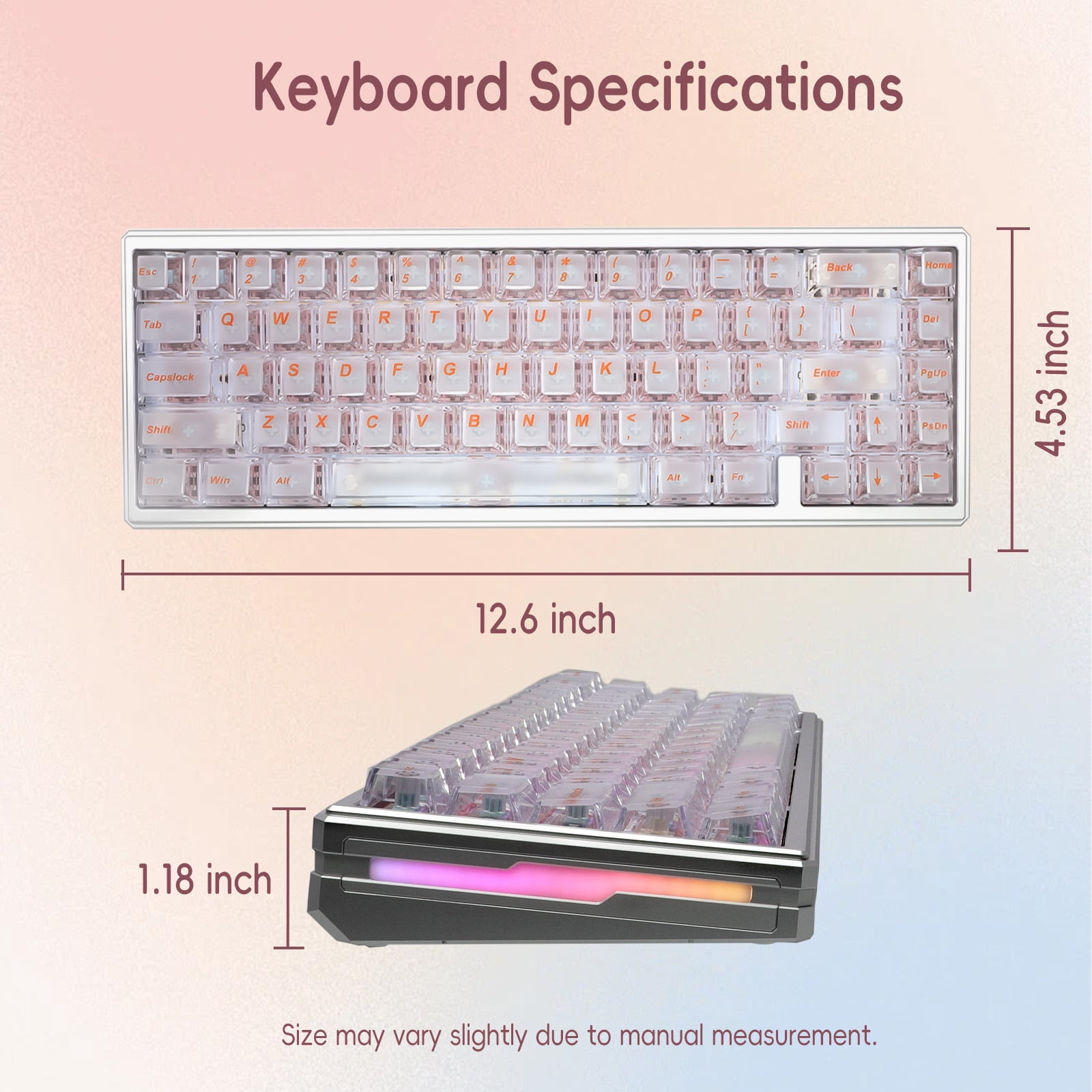 ITIGOITIE 67-Key RGB Wired Gaming Keyboard, Transparent Keycaps, Magnetic Switch, Hot Swappable for Windows/Mac – Orange Legends