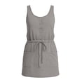 thumbnail image 4 of DailyTrove Women's Sleeveless Drawstring Waist Mini Dress with Button Detail, Casual Summer Style, 4 of 6
