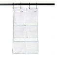 thumbnail image 2 of Mesh Shower Caddy Curtains Organizer - Hanging Bathroom Shower Curtain Rod, Shampoo Shower Organizer with 6 Pockets  Small Bathroom Tub 4 Rings,Quick Dry, Space Saving,White, Topboutique, 2 of 7