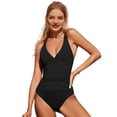 thumbnail image 2 of Traje de Baño Cruzado Push Up para Mujer, Traje de Baño con Control de Abdomen, Negro, Talla M, 2 of 9