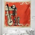 thumbnail image 1 of America Tapestry, Image of Wild West Elements with Country Music Guitar and Cowboy Boots Retro Art, Fabric Wall Hanging Decor for Bedroom Living Room Dorm, 5 Sizes, Beige Orange, by Ambesonne, 1 of 1