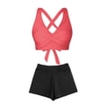 thumbnail image 3 of Bosfbaoi Swimsuit for Women 2-Piece High Waisted Tankini Set Twist Front Crisscross Back Top Boyshort Bottom Regular Solid Tankini Sets for Women, 3 of 6