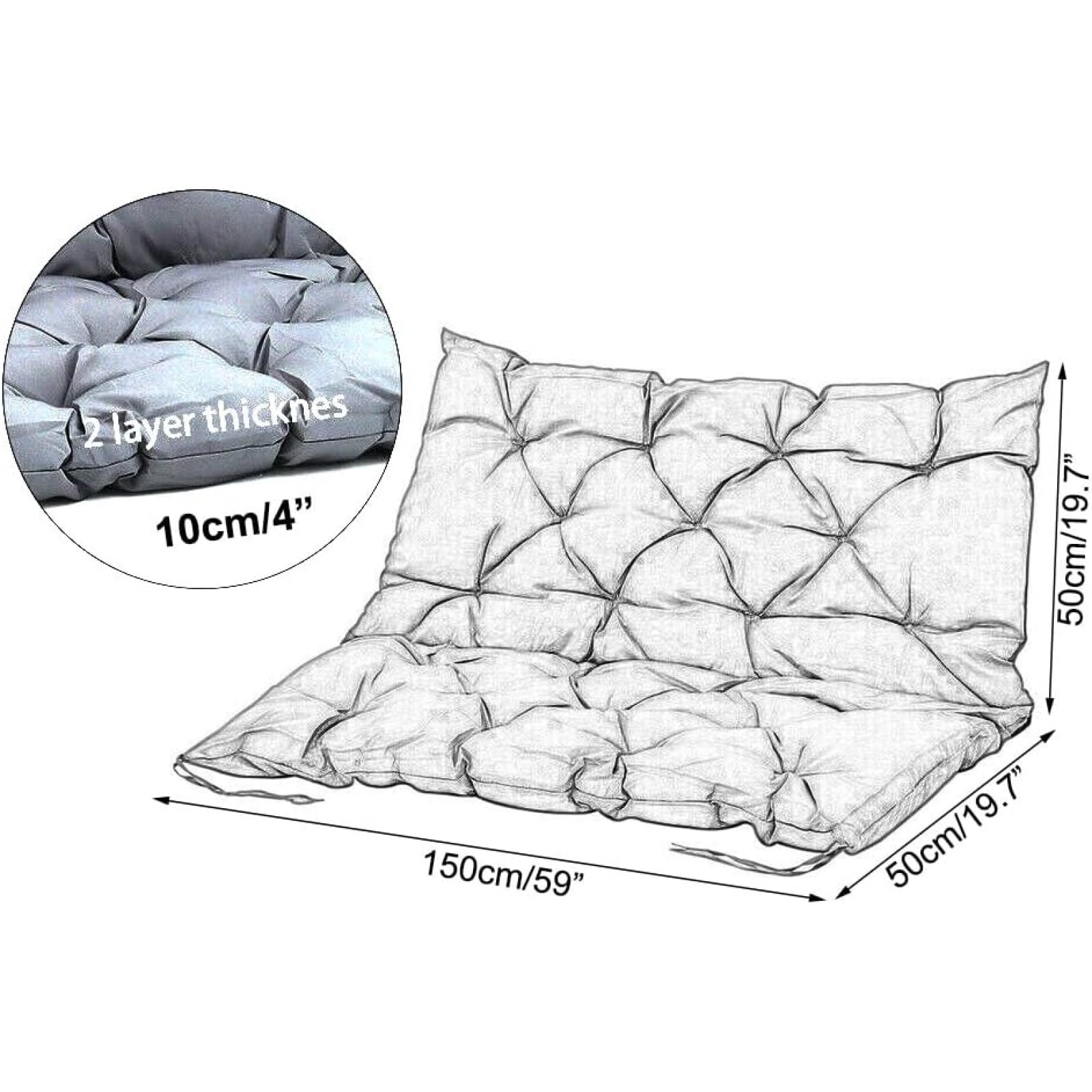 SQDWYGG Outdoor Swing Cushions with Backrest, 2 or 3 Person Seat Bench Replacement Waterproof Cushion for Outdoor Patio Porch Garden Furniture Swing Chair,Bamboo Leaf,59x39.4in