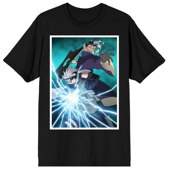 Naruto Shippuden Sasuke and Kakashi Men's Black T-Shirt-5XL