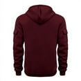 thumbnail image 5 of Domzest Hoodies for Men 1/4 Zipper Big and Tall Long Sleeve V Neck Hoodie Casual Winter Fleece Hooded Hoodies Lightweight Sport Tracksuit with Arm Zip Pocket Wine 3XL, 5 of 5