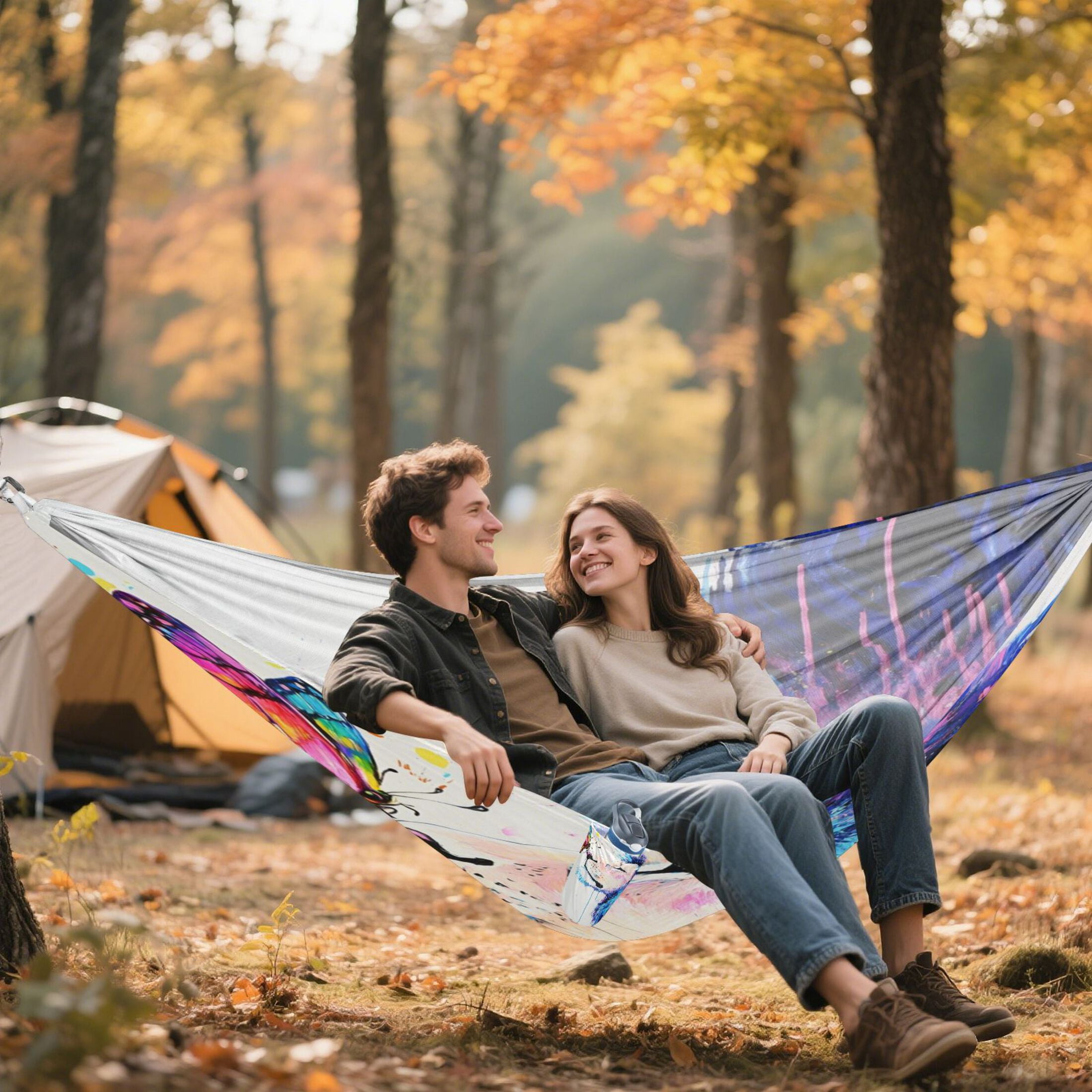 Hammock Camping Hammock Nylon Portable Hammock Travel Camping Hammock Lion and Colorful Butterflies