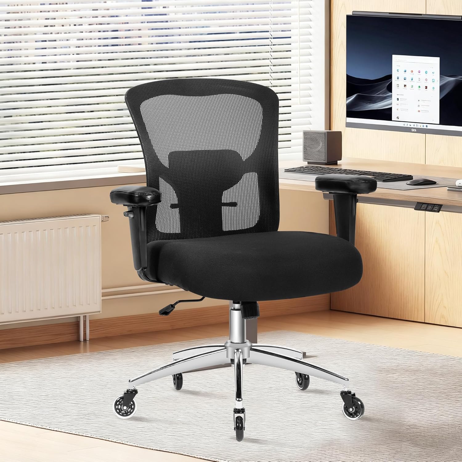 Bigroof Office Chair 600lbs, Ergonomic Computer Chair  3D Adjustable Armrest Lumbar Support  for Home Office