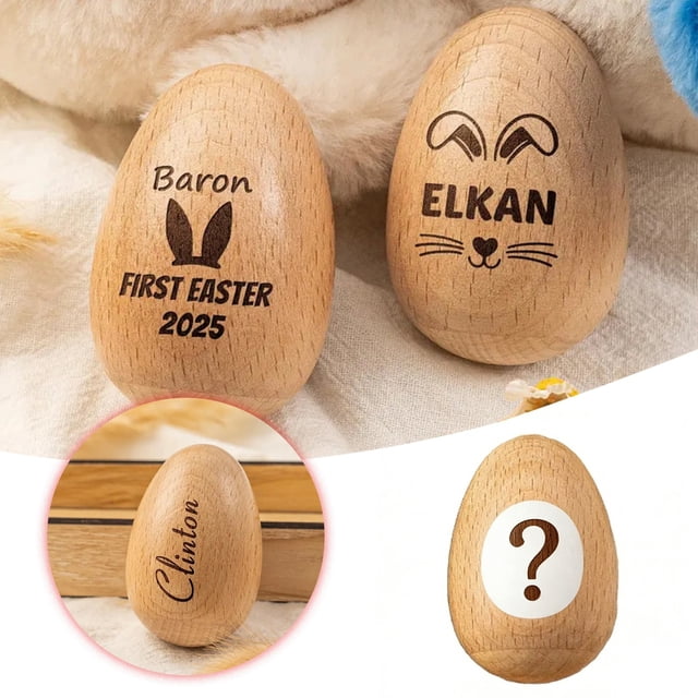 Eggs Musical Shakers Easter Wooden Egg 2026 Engraved With Text For Boy Girl Eester Egg Stuffers Custom For Hand For Education