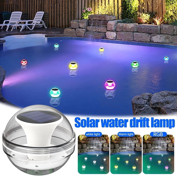 Solar Floating Pool Lights, RGB Color Changing Pool Lights with 6 Dynamic Lighting Effects, Rechargeable IP68 Waterproof Pool Lights for Inground Pool, Fountain, Pond, Garden, Paths Decorations (1PC)