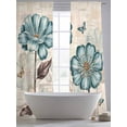 thumbnail image 5 of Blue Tulip Sheer Curtains 96 Inch Length 2 Panels Set Window Treatments, Vintage Flowers Leaves Butterfly Botanical Rod Pocket Semi Curtains for Living Room/Bedroom/Kitchen Décor, 104"W x 96"L, 5 of 7