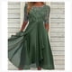 thumbnail image 3 of Lace Appliques Dress Midi Short Sleeve Evening Dresses Casual All Match Dress For Wedding-yvan, 3 of 5