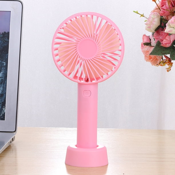 Pequeño ventilador de mano ajustable velocidad del viento portátil para acampar senderismo rosa