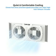 Comfort Zone 9 Twin Window Fan with Auto-Locking Expanders, 2 Speeds, White