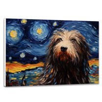Bergamasco Sheepdog Dog Canvas Van Gogh Starry Night Wall Art Gifts Canvas Wall Art Frame Music Artist Customized Canvas Framed Photo Art Work For The Bedroom(Gifts For Dog Lover )