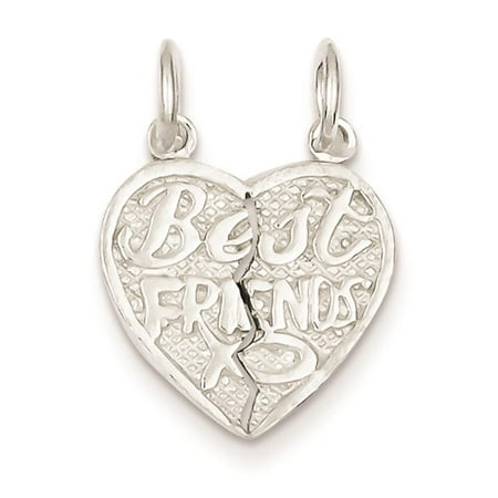 Best Friends 2-piece break apart Heart Polished Charm Pendant Sterling (Maas Silver Polish Best Price)