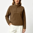 thumbnail image 4 of Hurxie Women’s Quarter Zip Fleece Pullover Fuzzy Sherpa Jacket Half Zip Mockneck Sweatshirt Jacket,Long Sleeve Cozy Layering Tops,Fuzzy Outfits, 4 of 7