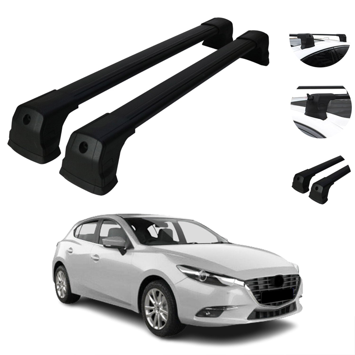 Roof Rack For Mazda 3 HB 20132019 BM/BN Cross Bars Luggage Carrier Black 2x,U022369