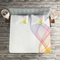 thumbnail image 2 of Ambesonne Abstract Quilted Coverlet 3 Pcs, Rainbow Wavy Smoke, Queen Size, Multicolor, 2 of 2