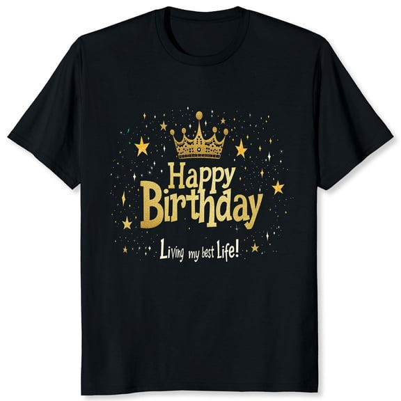 Brythos Birthday King Crown T-Shirt for Men Gold and Black Birthday Tee Funny Birthday Gift
