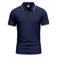 thumbnail image 5 of Cotton Short Sleeve Polo Shirts for Men 3 Button Slim Fit Golf T Shirts Wrinkle Resistant Breathable Moisture Wicking Business Casual Wear Tops , #02 Navy, 3XL, 5 of 7