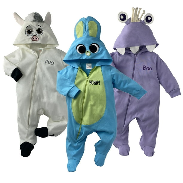 Kit 3 Mamelucos de algodón Disney Pua, Bunny, Boo Disney Ropa de Recién Nacido