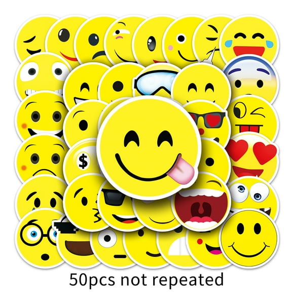 100-Pack Cute Smiley Face Stickers, Cartoon Emoji Doodle Waterproof Vinyl Decals for Luggage, Laptop, Notebook, Scooter, Skateboard & Phone Case