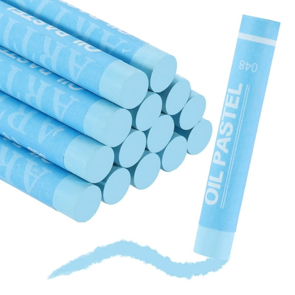Uxcell Soft Oil Pastels, Oil Pastel Crayons Vibrant Color Blendable Art Supplies for Painting Drawing Blending Painting Artists Beginners Professional(Light Blue, Pack of 16)