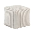 thumbnail image 2 of Off-White Corduroy Upholstered Square Pouf | Adds Style to Home Spaces | Supports 300lbs Weight, 2 of 4