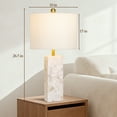thumbnail image 3 of 26.5in Alabaster Lamp, Marble Lamp Nightstand Lamp Bedside Desk Lamp with White Linen Lampshade for Bedroom Living Room Office, 3 of 8