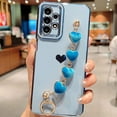 thumbnail image 3 of K-Lion for Samsung Galaxy A23 5G Case with Cute Heart Bracelet Strap, Slim Plating Pattren Cover with Hearts Hand Chain for Women Camera Protection Shockproof Bumper for Galaxy A23,Blue, 3 of 6