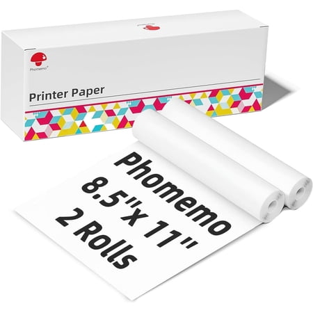 Phomemo M832 Thermal Paper 2 Rolls, 8.5" x 11" US Letter Thermal Printer Paper, High-definition printing, Compatible with M832D M832 M834 M835 A285M A282M A281M Letter Portable Printer, Ideal fortrav