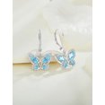 thumbnail image 5 of Starchenie Butterfly Earrings for Women 925 Sterling Silver Leverback Earrings Birthstone March Aquamarine Butterfly Jewelry Gifts, 5 of 7