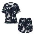thumbnail image 4 of Kdxio Lilies Flowers Print Pajamas Sets for Women Short-Sleeved Pjs with Lounge Shorts Two Piece Sleepwear S-4XL, 4 of 9