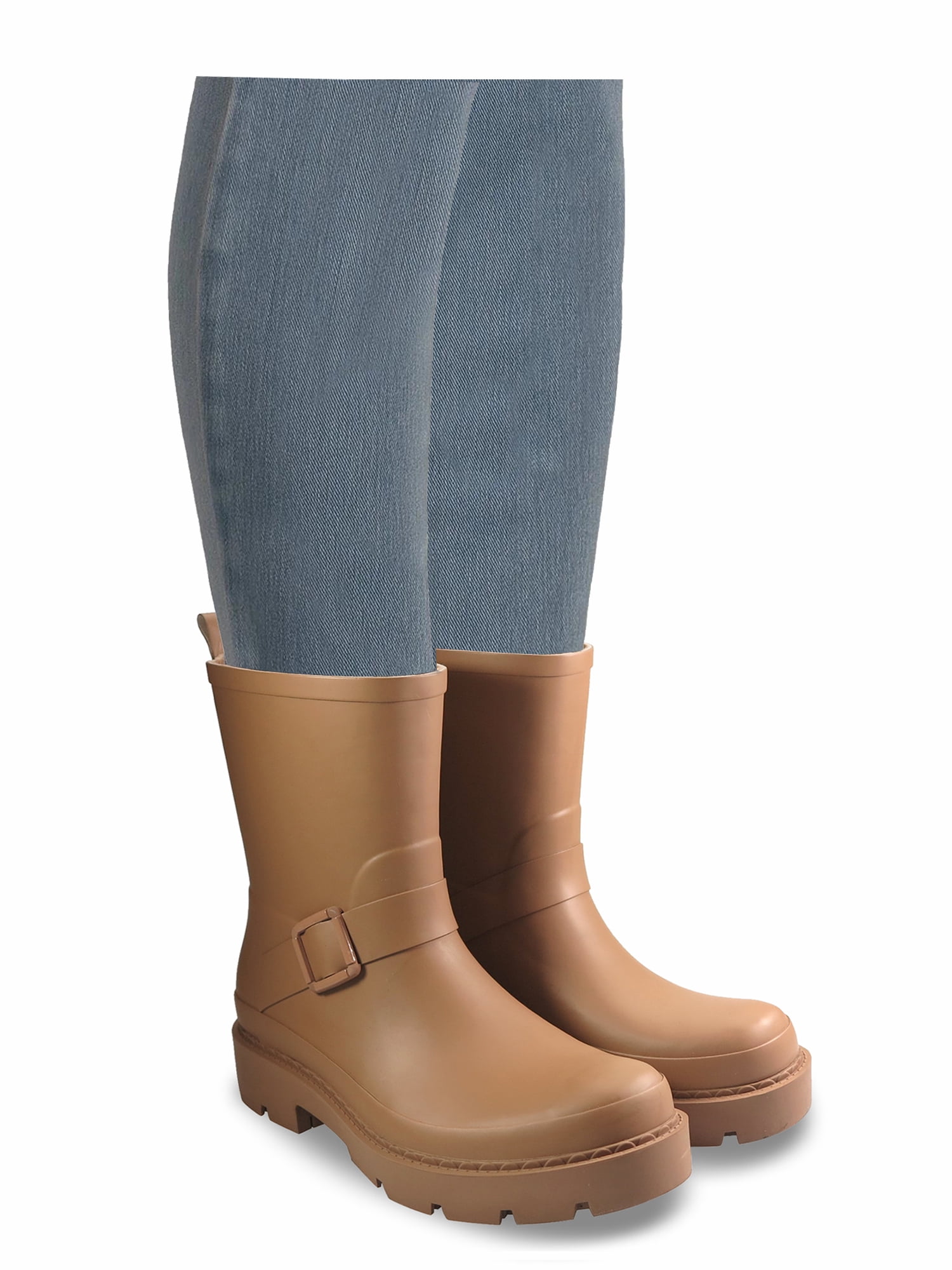 Time and Tru Women's Short Buckle Rain Boots