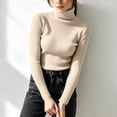 thumbnail image 5 of PBFRDSJ Women's Turtleneck Ribbed Knit Top Long Sleeve Slim Fit Pullover Sweaters Soft Warm Cozy Basic Stretchy Tops Free Sizes, 5 of 9