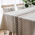 thumbnail image 4 of Nvzi Elegant Embroidery Leaf Pattern Water Proof Table Cloth Wrinkle Free Heavy Weight Cotton Linen Tablecloth Decorative Fabric Table Cover for Outdoor and Indoor ( Rectangle,53 x 87 Inch), 4 of 5