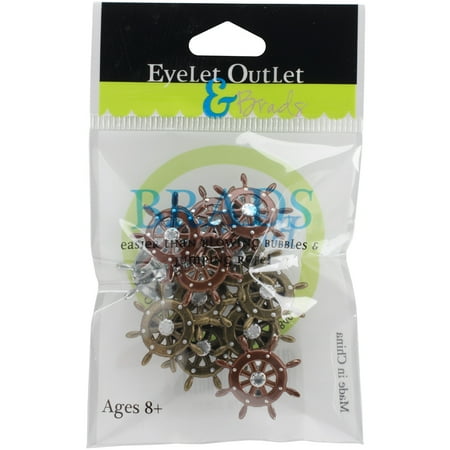 Eyelet Outlet Shape Brads 12/Pkg-Ship Wheel
