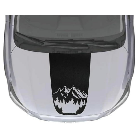 Mountain & Trees Blackout Hood Vinyl Decal Sticker Compatible with and Fits Subaru Crosstrek 2018-2023