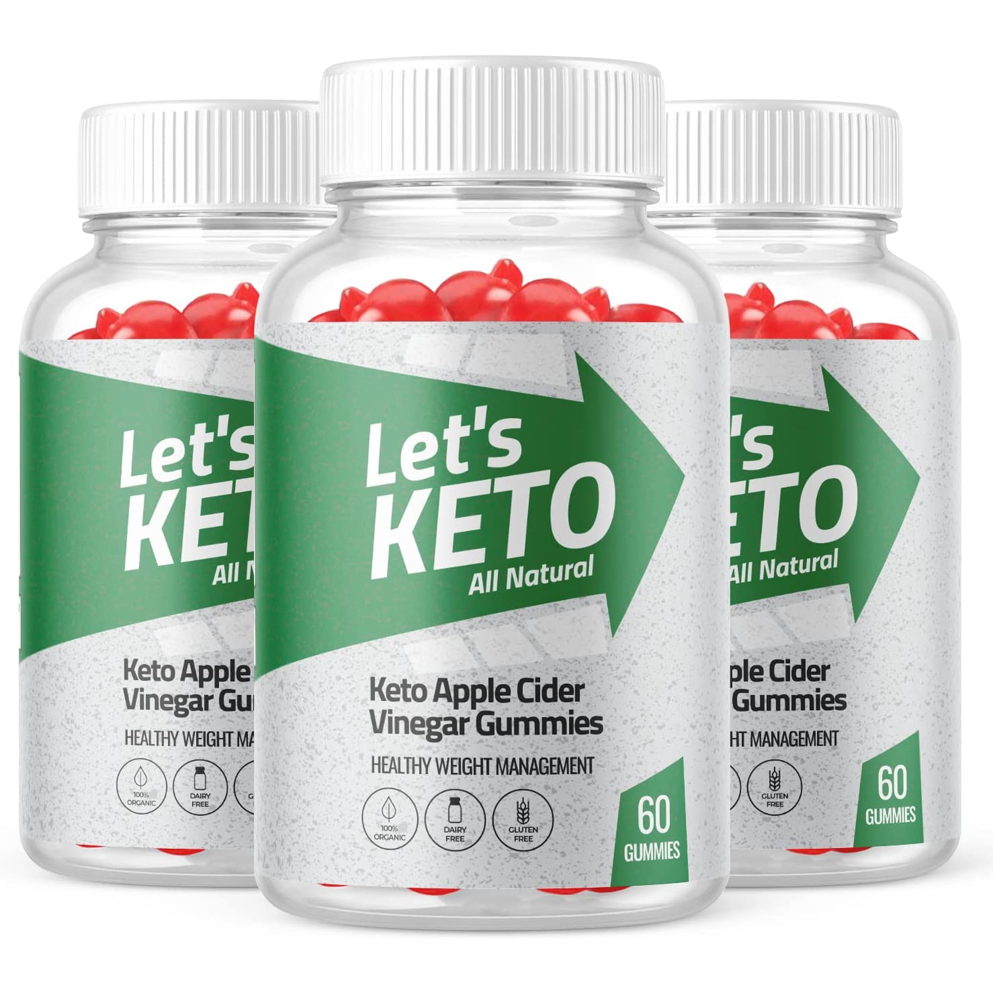 (3 Pack) Let's Keto ACV Gummies - Supplement for Weight Loss - Energy & Focus Boosting Dietary Supplements for Weight Management & Metabolism - Fat Burn - 180 Gummies