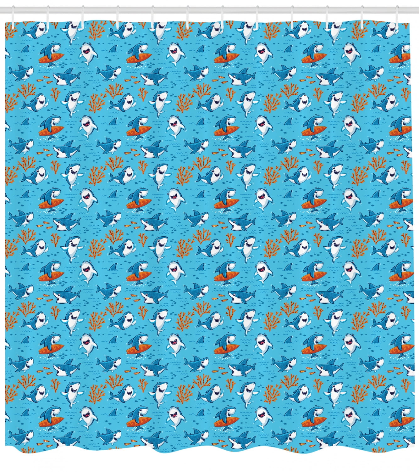 Stuffed Animal Organizer Washable Bag for Kids Underwater Fantasy World with Funny Fish Characters Cheerful Childish Mascots Large Size Blue White Orange Ambesonne Shark Storage Toy Bag Chair