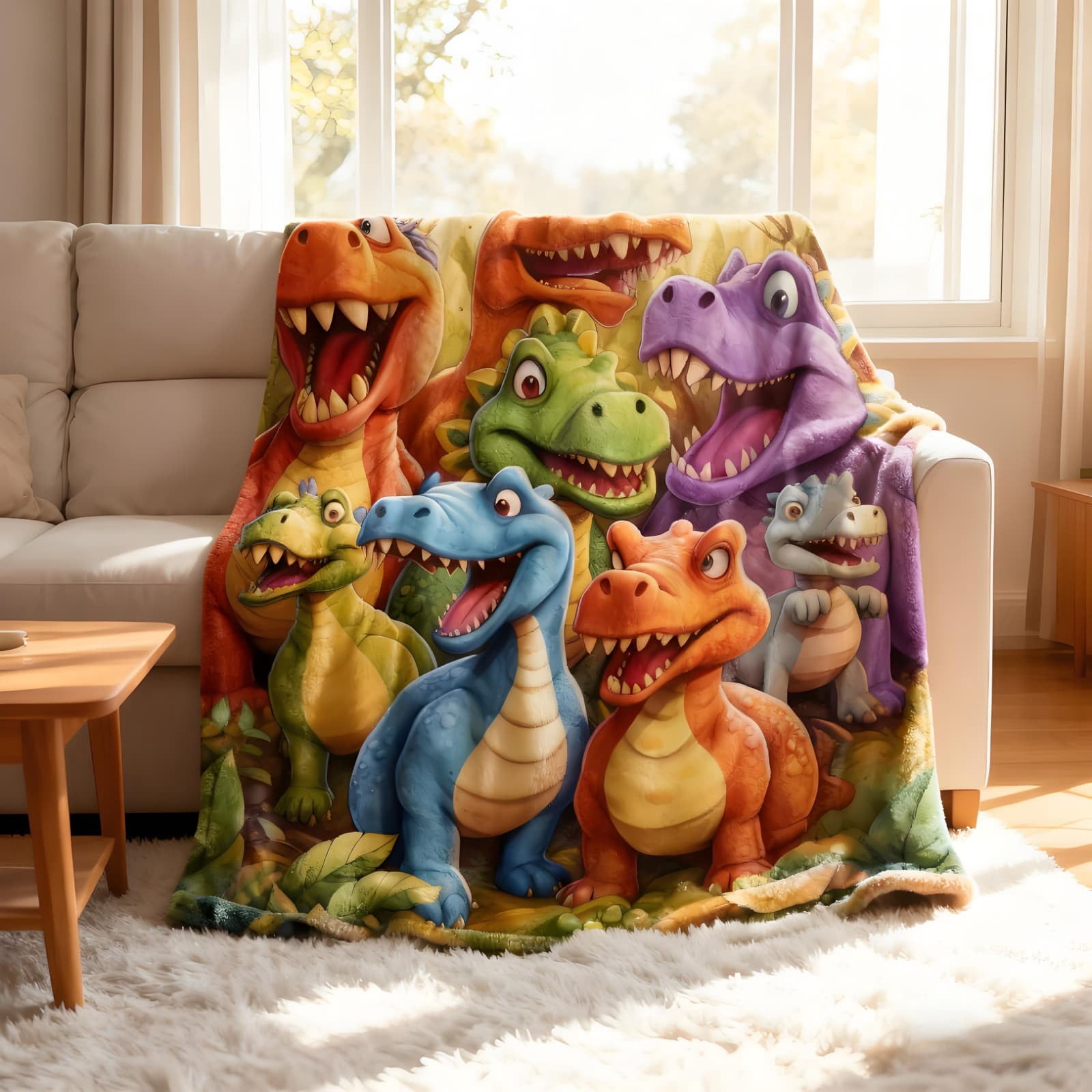 2026 New Dinosaur Blanket for Boys, Cute Smiling Dinosaurs Hd Digital Print Flannel for Boys and Girls, Contemporary Animal Theme, 50x60in