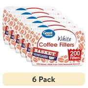 (6 pack) Great Value White Basket Coffee Filters, 200 Count