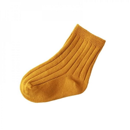 

Moresave 1Pair Newborn Baby Socks Solid Printed Cotton Sole Soft Shoes Sock Boys Girls Infant Toddler Anti-slip Socks Yellow M