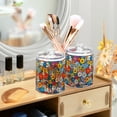 thumbnail image 3 of Yayeee 4 Pack Qtip Holder Bathroom Cotton Swab Canister with Lid Clear Dispenser Set, Floral Fiesta, 3 of 6