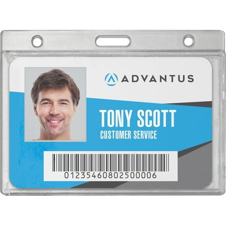 Advantus Frosted Rigid Badge Holder  3 3/8 x 2 1/8  Clear  Horizontal  25/BX (19 packs )