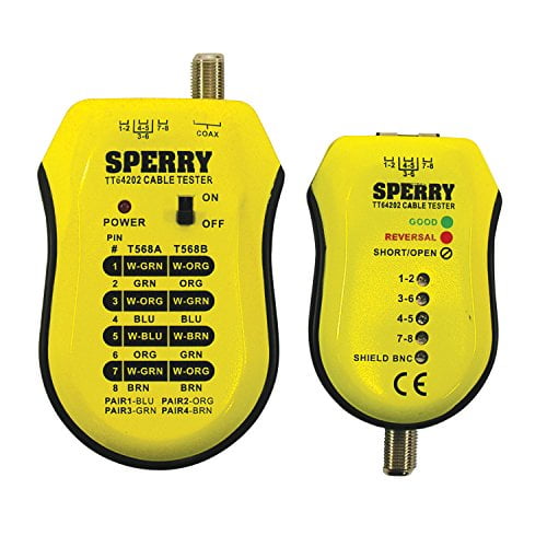 Sperry Instruments TT64202 Testeur de Câbles Plus Coax et UTP/STP, 1/lame, 2 Palourdes/maître, Jaune