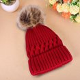 thumbnail image 3 of Pnellth Wool Knitted Hat Thick Fur Ball Decoration Keep Warmer Solid Color Winter Casual Women Skiing Beanies for Daily Wear, 3 of 8
