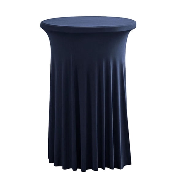 Mantel para mesa de cóctel, mantel alto con faldones para mesa de pastel y fiesta. Azul oscuro