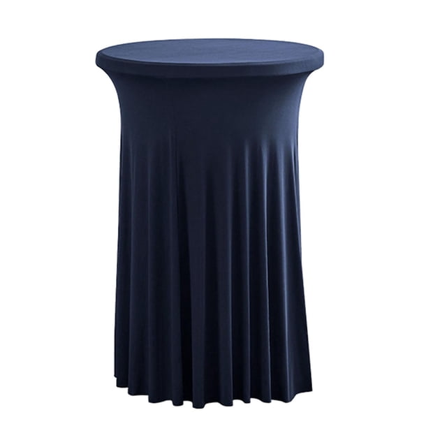 Mantel de cóctel, cubierta de mesa de cóctel reutilizable, elástica, decorativa con faldones, mantel para mesa de fiesta, banquete, decoración. Azul oscuro