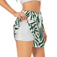 thumbnail image 2 of Bixox Women's Palm Branch With Leaves pattern 2 in 1 Running Shorts - Lightweight Athletic Workout Gym Yoga Shorts Liner with Pockets - Large, 2 of 5
